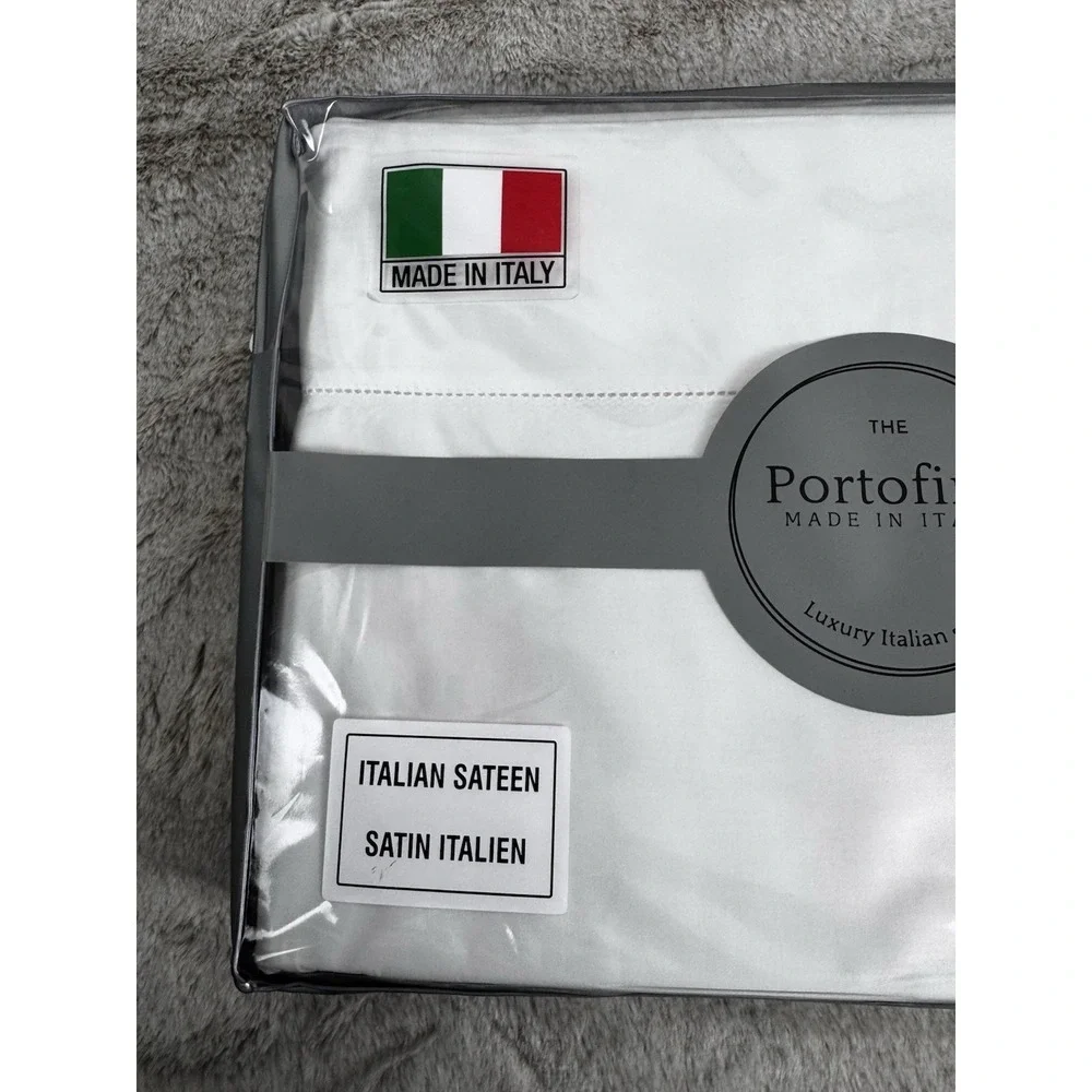The Portofino Luxury Italian Queen Sheet Set Hemstitch Cotton Sateen 300TC Italy